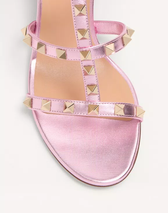 Valentino Rockstud Slide Sandal In Laminated Nappa 60Mm - Image 4